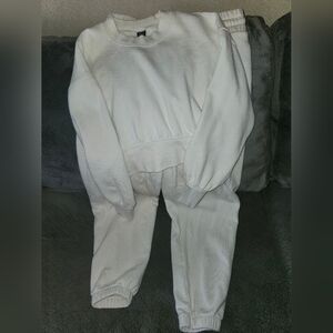 Cream Sweatshirt and Sweatpants Set